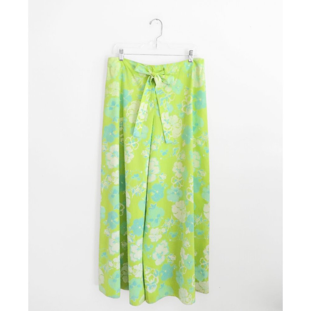 Vtg 60s 70s Lilly Pulitzer Green Cyan Pansies Halter Crop Wide Leg Pants Set 8 M - Picture 4 of 9